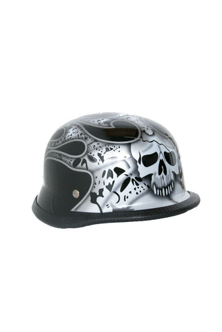 H10SV Novelty German Silver Skull & Flames - Non- DOT