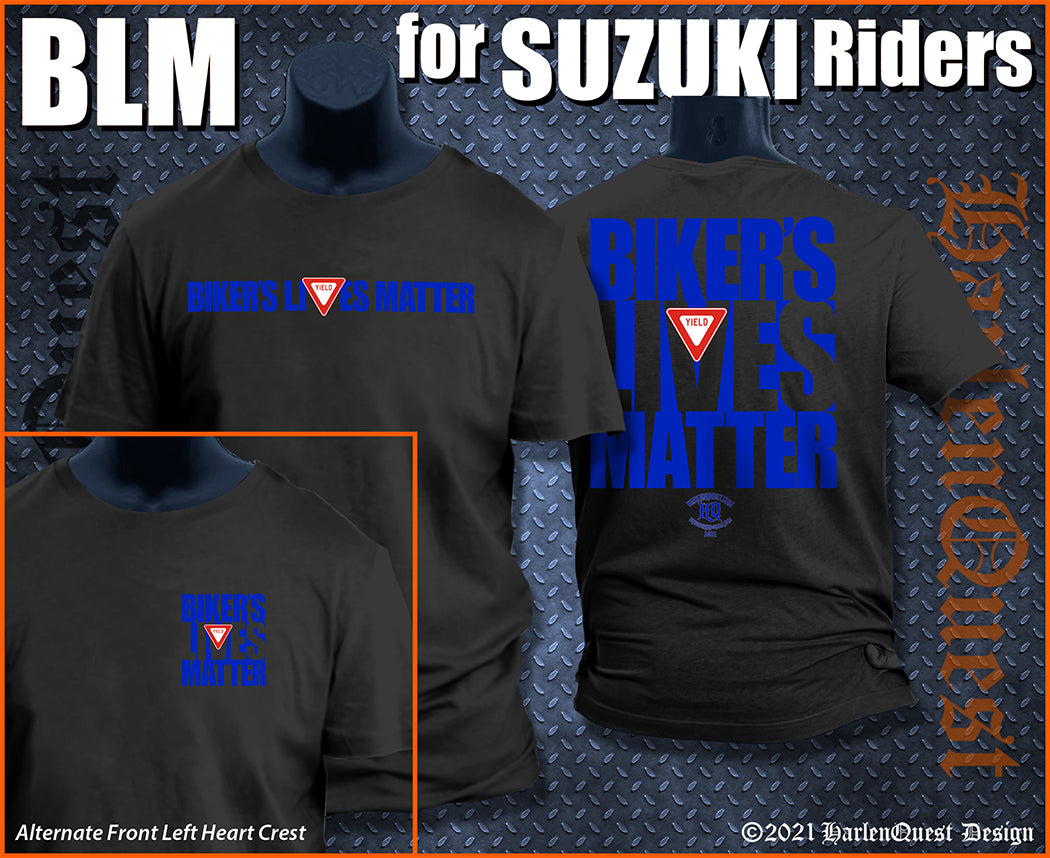 Biker's Lives Matter Suzuki Riders - Black Shirt Blue Letters