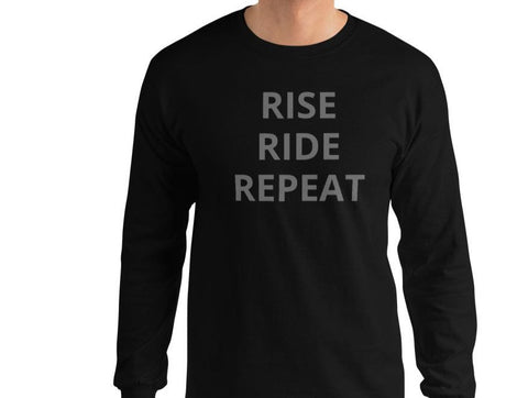 LONG SLEEVE RISE RIDE REPEAT - GRAY LETTERS GEARS ON BACK