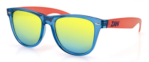 EZMT05 Minty Blue and Orange Frame, Smoked Yellow Mirrored Lens