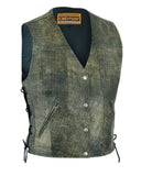 DS207 Women's Antique Brown Single Back Panel Concealed Carry Vest