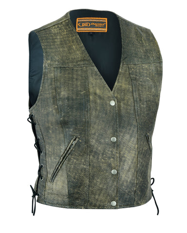 DS207 Women's Antique Brown Single Back Panel Concealed Carry Vest