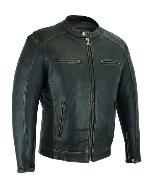 DS743 Men's Cruiser Jacket in Lightweight Drum Dyed Distressed Naked
