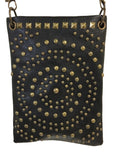 CHIC1001-BLK crossbody handbag - Antique bronze hardware in circle de