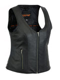 DS244 Women's Stylish Open Neck Zipper Front Vest