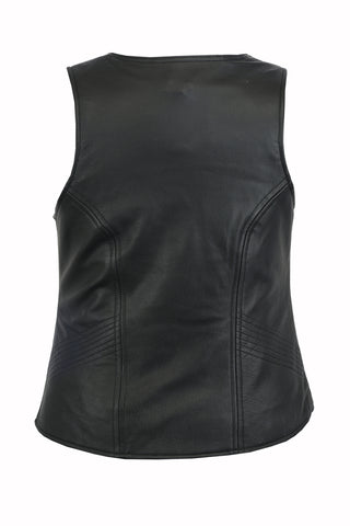 DS244 Women's Stylish Open Neck Zipper Front Vest