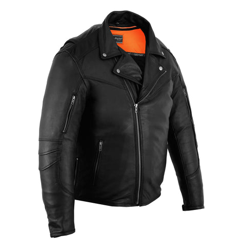 DS794 Men&#039;s Modern Longer Beltless Biker Jacket