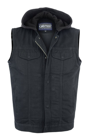 DM982 Men&#039;s Black Denim Single Back Panel Concealment Vest w/Rem