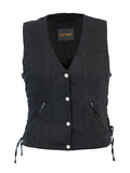 DM906BK Women's Single Back Panel Concealed Carry Denim Vest