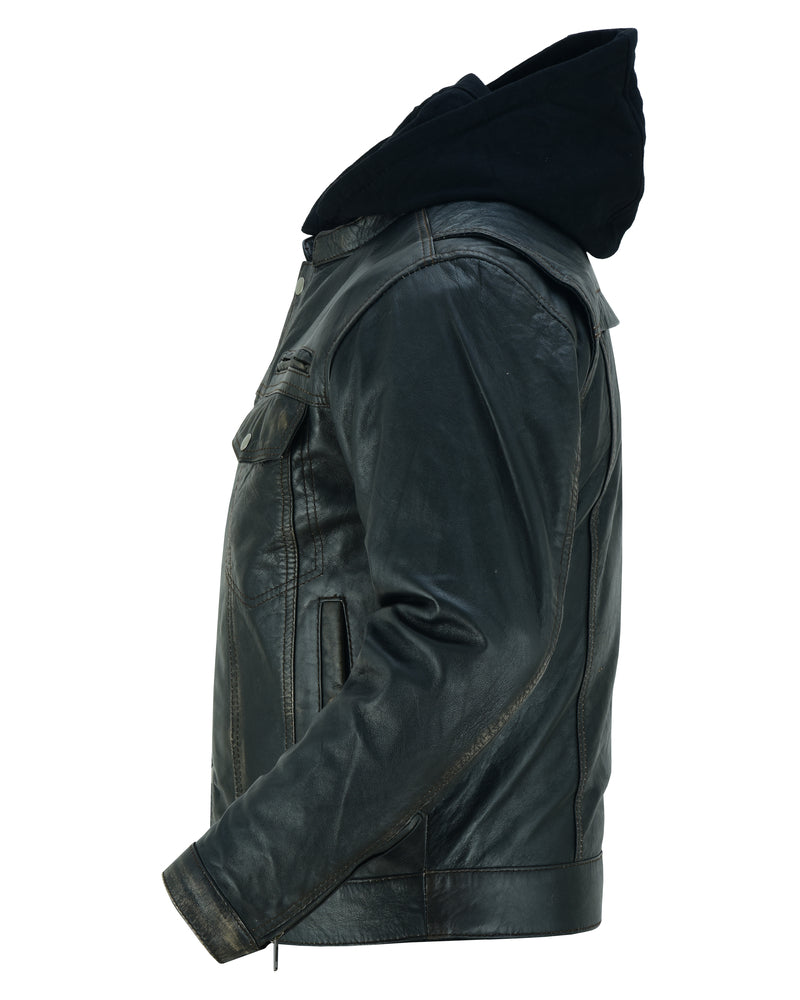 DS782 Men's Lightweight Drum Dyed Distressed Naked Lambskin Jacket