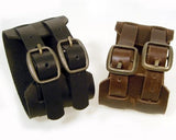 PV3209BLK Black Buckle Leather Cuff Bracelet with Belt Buckle Adj