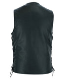 DS161TALL Men's Tall Classic Tapered Bottom Biker Leather Vest