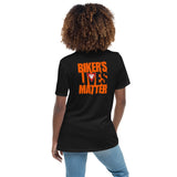 Women's Biker's Lives Matter Relaxed Tee - Black / Orange Letters