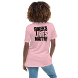 Women's Biker's Lives Matter Relaxed Tee -  Pink / Black Letters